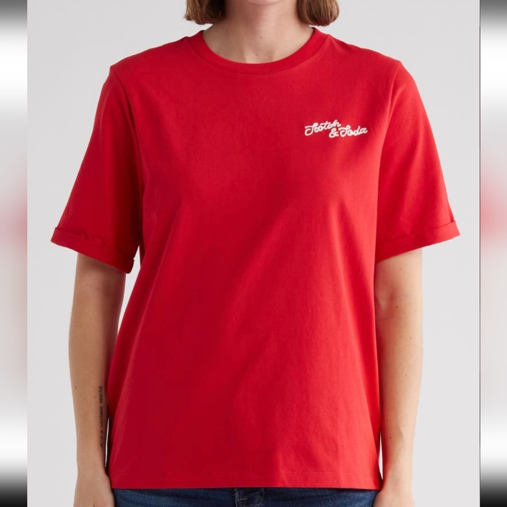 Scotch & Soda embroidered relax fit cotton tee Sz XS NWT